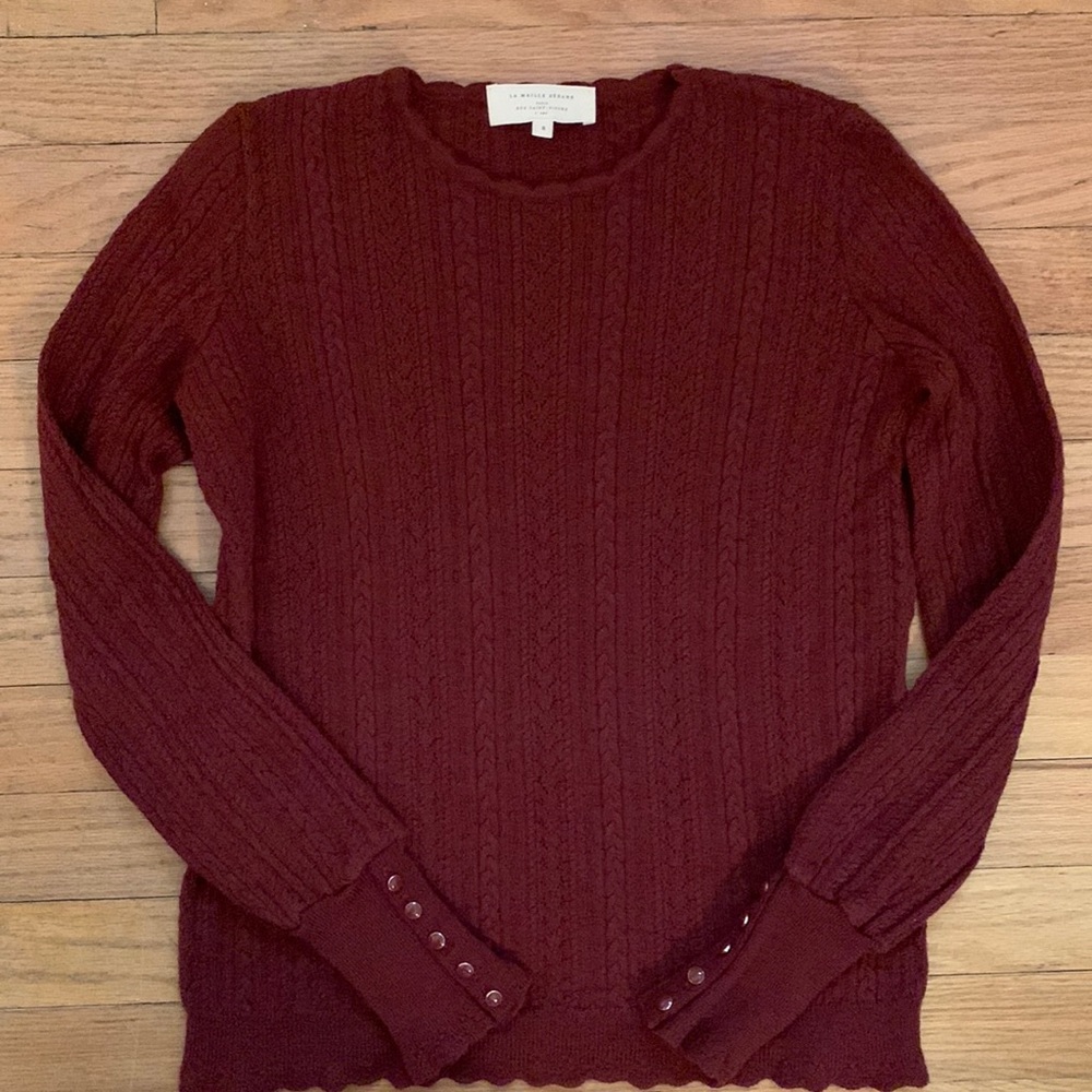 Sézane Ornella Burgundy Wool Sweater - Small